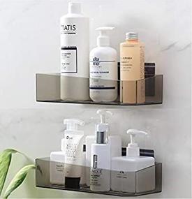 img 3 attached to 🛁 Bathroom Shower Shelf: Non-Drilling Adhesive Wall Caddy, 2 Pack by Cq Acrylic - No Damage Mount Solution