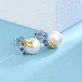 img 1 attached to Elegant Shysnow Pearl Starfish Necklace Earrings Sets: Stunning Sterling Silver White Freshwater Cultured Pearls Necklace & Gold Starfish Stud Earrings Jewelry - Perfect Gift for Women & Girls