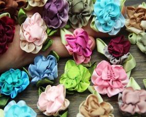 img 3 attached to 🌸 MEISFLY 100 Count Assorted Color Handmade Satin Fabric Ribbon Flowers Bows Rose Appliques Flower Embellishments: Ideal for Craft Projects, Wedding Dress, Bags & Hats (Mixed Color)