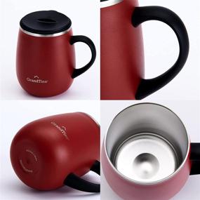 img 1 attached to Grandties Insulated Coffee Mug With Handle - Splash-Proof Sliding Lid, 16 Oz Wine-Glass Shape Thermos Tumbler. Double Walled Vacuum Stainless Steel Keeps Beverages Hot or Cold - Cranberry