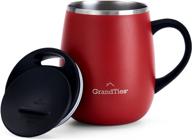 grandties insulated coffee mug with handle - splash-proof sliding lid, 16 oz wine-glass shape thermos tumbler. double walled vacuum stainless steel keeps beverages hot or cold - cranberry логотип