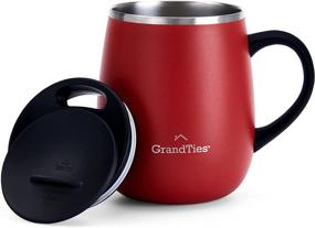 img 4 attached to Grandties Insulated Coffee Mug With Handle - Splash-Proof Sliding Lid, 16 Oz Wine-Glass Shape Thermos Tumbler. Double Walled Vacuum Stainless Steel Keeps Beverages Hot or Cold - Cranberry