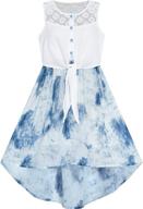 🌸 sunny fashion girls dress: chiffon floral high-low - tie waist party princess logo