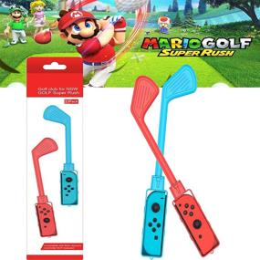 img 4 attached to 🎮 Optimized: 2PCS Controller Grip and Golf Clubs for Mario Golf Super Rush - Red/Blue Colors Compatible with Nintendo Switch Joy-Con for Better Gameplay Experience