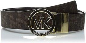 img 1 attached to Stylish & Versatile: Michael Kors Women's Reversible Belt in White/Brown with MK Gold Buckle