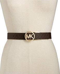 img 3 attached to Stylish & Versatile: Michael Kors Women's Reversible Belt in White/Brown with MK Gold Buckle