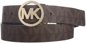 img 4 attached to Stylish & Versatile: Michael Kors Women's Reversible Belt in White/Brown with MK Gold Buckle