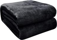🛋️ soft fleece twin size blanket – black lightweight microfiber for sofa, bed, couch & travel – 60” x 80” – breathable thermal warmth & comfort logo