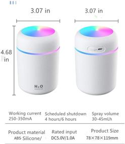 img 2 attached to 💧 Compact USB Portable Mini Humidifier: Atomizer with Ambient Night Light, Ideal for Bedroom, Travel, Office - Ultra-quiet and Automatic Shutdown, 300ml Capacity