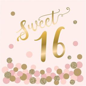 img 1 attached to Украшение на день рождения "Сладости 16" - 3 набора скатертей для девочки на 16-й день рождения (золото, розовый, 54x108)