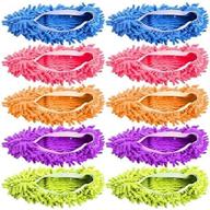 efficient tamicy mop slippers shoes: 5 pairs (10 pieces) - microfiber 🧦 cleaning house tools for spotless floors - soft, washable & reusable foot socks logo