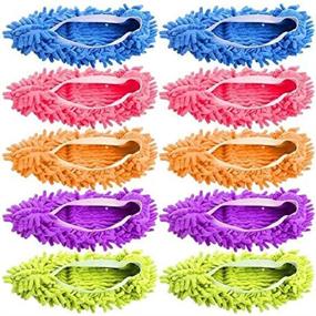 img 4 attached to Efficient Tamicy Mop Slippers Shoes: 5 Pairs (10 Pieces) - Microfiber 🧦 Cleaning House Tools for Spotless Floors - Soft, Washable & Reusable foot Socks