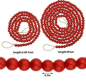 img 3 attached to 🎄 Set of 2 Wooden Beaded Garlands - Christmas Red Bead Decorations for Tree, Fireplace, Wall Hanging - Festive Holiday Home Decor