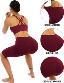 img 1 attached to 🩳 Women's High Waisted Yoga Shorts with Pockets - WHOUARE 4 Pack, Tummy Control Workout Gear