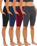 🩳 women's high waisted yoga shorts with pockets - whouare 4 pack, tummy control workout gear логотип