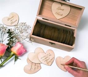 img 3 attached to 📔 Jecor Wooden Hearts Guest Book Box - Wedding, Baby Shower, Bridal Shower Guest Book Alternative - 62 Large Hearts - Perfect for Anniversaries, Birthdays, Retirement, Funerals