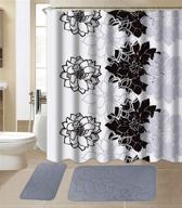 💐 all american collection 15-piece bathroom set with 2 memory foam bath mats and matching shower curtain in flower grey: premium designer patterns and colors for ultimate style and comfort logo