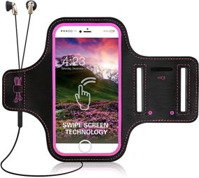 img 4 attached to 📱 ANMRY Waterproof Cell Phone Running Armband with Additional Pockets for Keys, Cash, and Credit Cards. Phone Arm Holder for Running, Walking, Hiking - Compatible with iPhone 8, 7, 6/6S, 5c, 5, 3, 4 S (Black - Line 4.7)