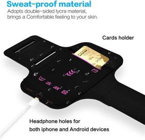 img 2 attached to 📱 ANMRY Waterproof Cell Phone Running Armband with Additional Pockets for Keys, Cash, and Credit Cards. Phone Arm Holder for Running, Walking, Hiking - Compatible with iPhone 8, 7, 6/6S, 5c, 5, 3, 4 S (Black - Line 4.7)