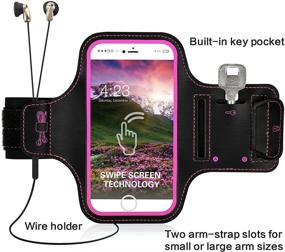 img 3 attached to 📱 ANMRY Waterproof Cell Phone Running Armband with Additional Pockets for Keys, Cash, and Credit Cards. Phone Arm Holder for Running, Walking, Hiking - Compatible with iPhone 8, 7, 6/6S, 5c, 5, 3, 4 S (Black - Line 4.7)