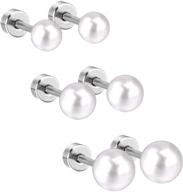 luxu kisskids 316l silver stainless steel pearl stud earrings for girls and teens logo