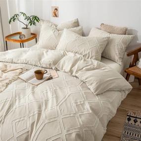 img 2 attached to PERFEMET Cream Tufted Shabby Chic Boho Geometric Comforter Set - Ultra Soft & Breathable Quilt/Coverlet/Bedspread for Queen Size Beds (Cream, Full/Queen)