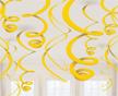 party hanging swirls sunshine yelow logo