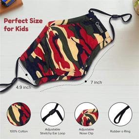 img 2 attached to 👧 Camo Kids Face Mask 4 Pack with Lanyards - Washable, Reusable, Adjustable - Cotton Masks for Children - Camouflage Facemasks + Lanyard Bundle