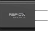 rapidx rx-minipdblk 30w pd super compact wall charger - fast charging for iphone 12, android devices, power banks, small laptops, and more (black) logo