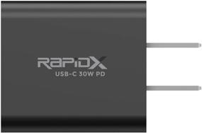 img 4 attached to RapidX RX-MINIPDBLK 30W PD Super Compact Wall Charger - Fast Charging for iPhone 12, Android Devices, Power Banks, Small Laptops, and More (Black)