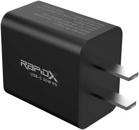 img 2 attached to RapidX RX-MINIPDBLK 30W PD Super Compact Wall Charger - Fast Charging for iPhone 12, Android Devices, Power Banks, Small Laptops, and More (Black)