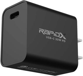 img 3 attached to RapidX RX-MINIPDBLK 30W PD Super Compact Wall Charger - Fast Charging for iPhone 12, Android Devices, Power Banks, Small Laptops, and More (Black)