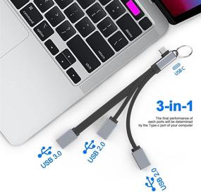 img 3 attached to 🔌 Portable USB C Hub 3-in-1 Docking Station for Type-C Devices with USB-A 3.0/2.0 Ports - Compatible with MacBook, Mac Pro, iMac, Surface Pro, XPS, PC, and More