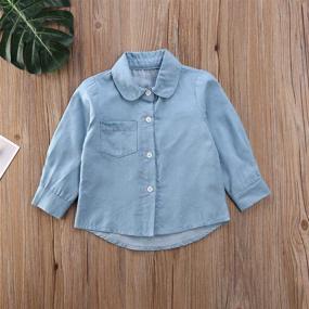 img 1 attached to 👕 Charming Little Letters Sleeve Button Flannel Boys' Clothing: Stylish and Comfortable Attire for Your Little Ones