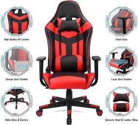 img 1 attached to 🎮 Acethrone Reclining Ergonomic Gaming Chair for Adults - Big and Tall, High Back, Armrest, Adjustable Office Computer Chair with Headrest (Black/Red)