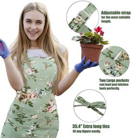 img 3 attached to Фартук для кухни IDEAPRON для женщин, набор из 2-х флористических фартуков с большими карманами, винтажный фартук пекаря 🌸, идеально подходящие для готовки, выпечки, садоводства - очаровательные подарки на день рождения, на день матери для мамы, жены, бабушки.