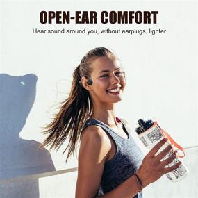 img 2 attached to 🎧 Cutting-Edge Black Bone Conduction Headphones with ENC Mic: Wireless, Sweatproof Bluetooth 5.1 Earphones for Calling, Running, Bicycling, Hiking