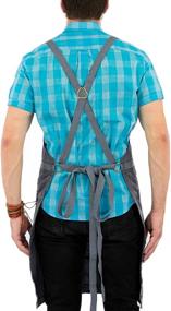 img 1 attached to Under NY Sky Cross-Back Slate Gray Apron: Durable Denim with Leather Reinforcement and Split-Leg - Unisex Adjustable Apron for Chefs, Tattoo Artists, Bakers, Baristas, Bartenders, Stylists, and Servers