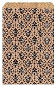 img 2 attached to 🛍️ 100 штук бумажных подарочных сумок Damask 4x6: Коричневые сумки-тоуты с черным дизайном Damask.