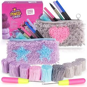 img 4 attached to 🧶 CozyCrafts™: 2 Latch Hook Starter Pencil Case DIY Sewing Kit - Perfect for Kids and Beginners!