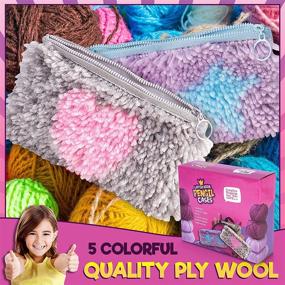 img 1 attached to 🧶 CozyCrafts™: 2 Latch Hook Starter Pencil Case DIY Sewing Kit - Perfect for Kids and Beginners!