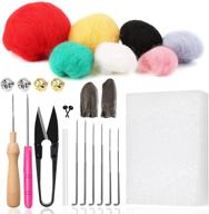 wool felting starter kit: needle felt kit with step-by-step instructions for christmas doll making. includes wool roving, felting needles, foam mat, and supplies. logo