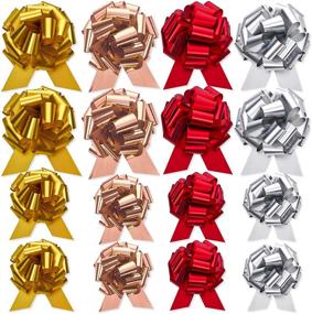 img 4 attached to 🎁 48PCS UNIQOOO Metallic Rose Gold, Red, Gold, Silver Pull Bows - 2 Size Assorted Ribbon Bows for Gift Wrapping, Holidays, Christmas, Thanksgiving, Wedding, Birthday, Anniversary, Gift Box Bags, Cars, Florist, Gift Packaging Decoration
