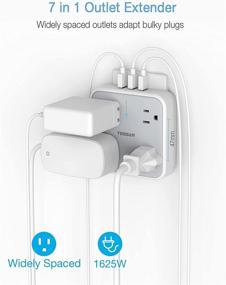 img 2 attached to 🔌 TESSAN Multi Plug Outlet Extender: Surge Protector with USB Wall Charger - Ideal for Travel, Home, Office Use