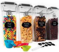 plastic house large cereal containers storage set: airtight 4l dispenser for full standard size cereal box – bpa-free, maximizing freshness logo