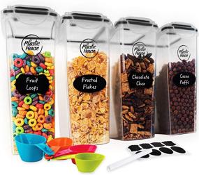 img 4 attached to PLASTIC HOUSE Large Cereal Containers Storage Set: Airtight 4L Dispenser for Full Standard Size Cereal Box – BPA-Free, Maximizing Freshness