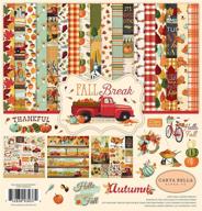 🍂 vibrant autumn hues: carta bella paper company fall break collection paper kit in orange/yellow/blue/brown/tan/red logo