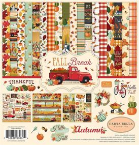 img 1 attached to 🍂 Vibrant Autumn Hues: Carta Bella Paper Company Fall Break Collection Paper Kit in Orange/Yellow/Blue/Brown/Tan/Red