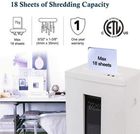 img 3 attached to 🔒 WOLVERINE 18-Sheet Shredder: Ultra Quiet, High Security Cross Cut for Home Office - 60 Mins Running Time, 6 Gallons Pullout Waste Bin - SD9113 (White ETL)
