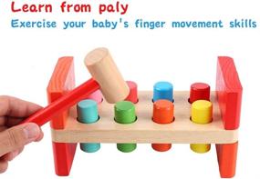 img 3 attached to 🔨 Enhance Fine Motor Skills with Joyshare Pounding Bench Wooden Toy for Kids: Mallet Hammering, Block Punching, and Drop Instruments!